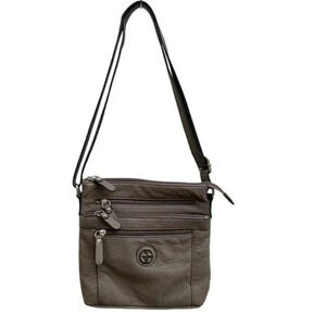 GIANI BERNINI Pebble‎ Faux Leather Crossbody Bag Grey Multiple Compartments​​​